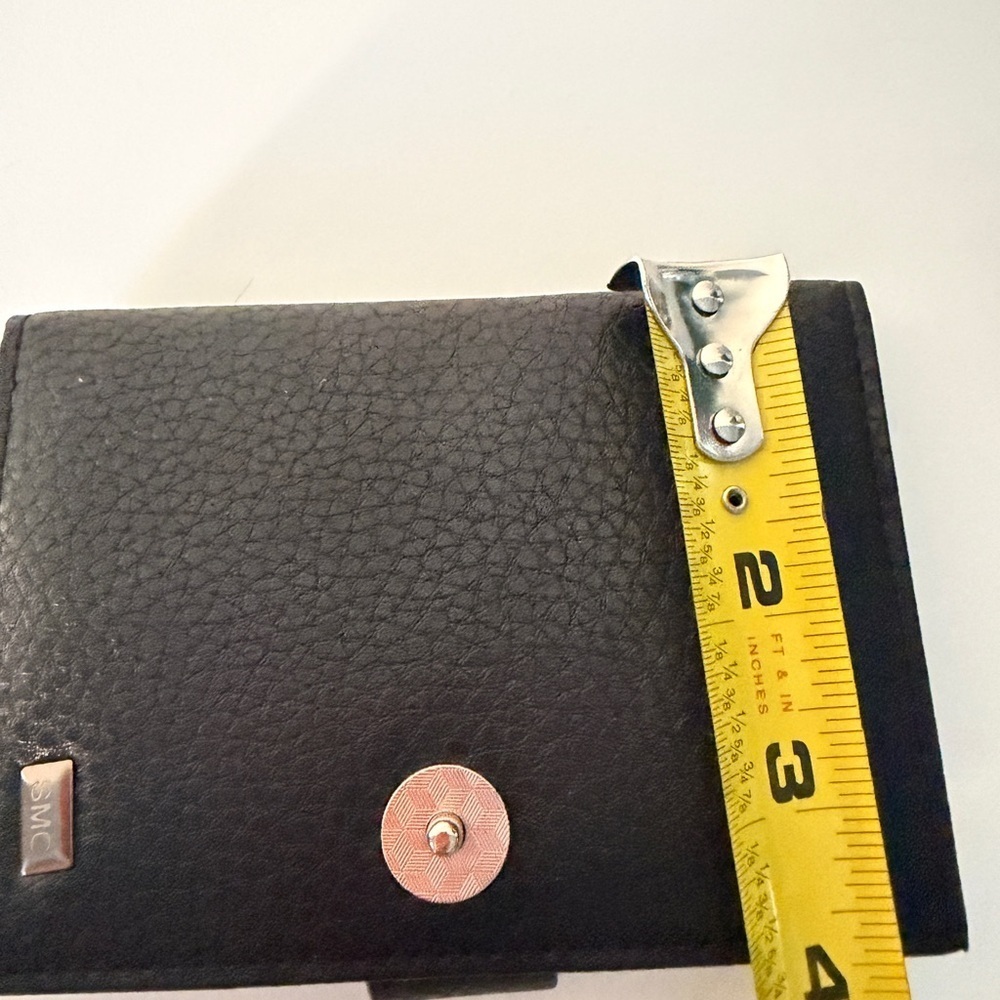 Black Faux Leather Wallet Snap Closure Compact Card Holder - Picture 5 of 6